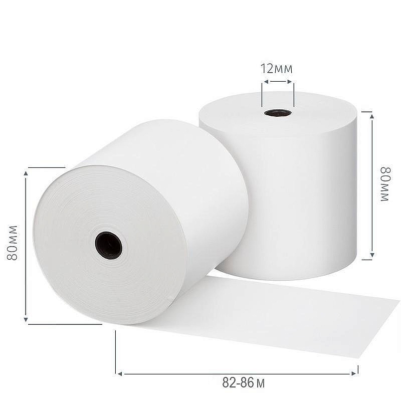 Чековая лента из термобумаги Promega jet 80 мм (диаметр 80 мм, намотка 82-86 м, втулка 12 мм, 8 штук в упаковке)