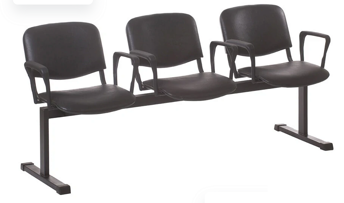 Многоместная секция 3-местная Тракт, к/з черный, черный каркас