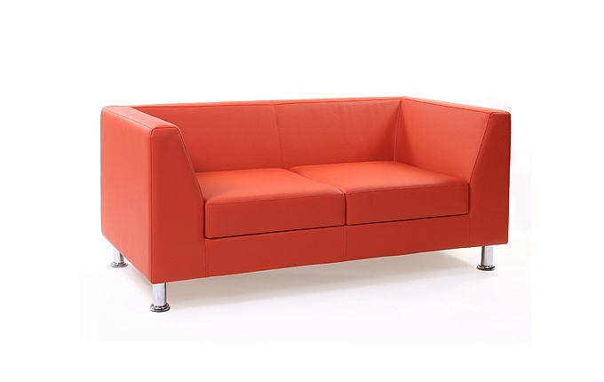 Диван офисный Дерби 2-х местный экокожа Euroline-960, красный 1520х770х670 мм