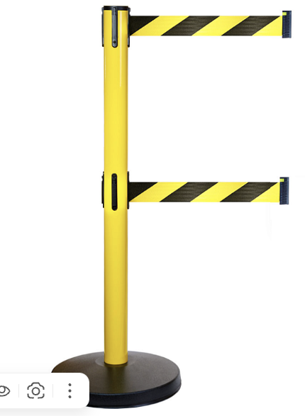 Индустриальная стойка BarrierBelt® 511Y  с двумя сигнальными желто-черными лентами 3,65 м