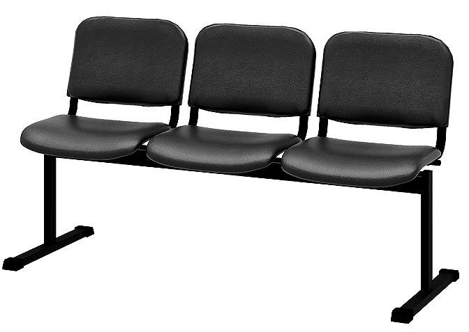 Секция 3-х местная Трио, черный кожзам/черный каркас 1540х610х840мм