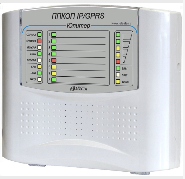 Прибор приемно-контрольный охранно-пожарный Юпитер-1831 (8 IP/GPRS), пластик
