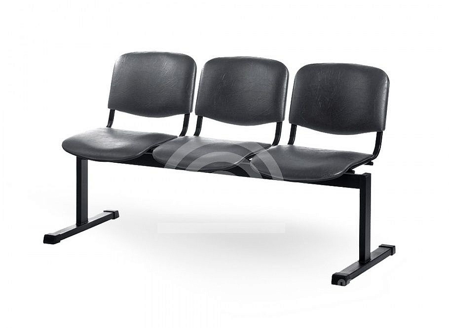 Секция 3-х местная Трио, зеленый кожзам К-18/черный каркас 1540х610х840мм