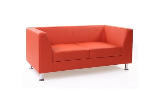 Диван офисный Дерби 2-х местный экокожа Euroline-960, красный 1520х770х670 мм